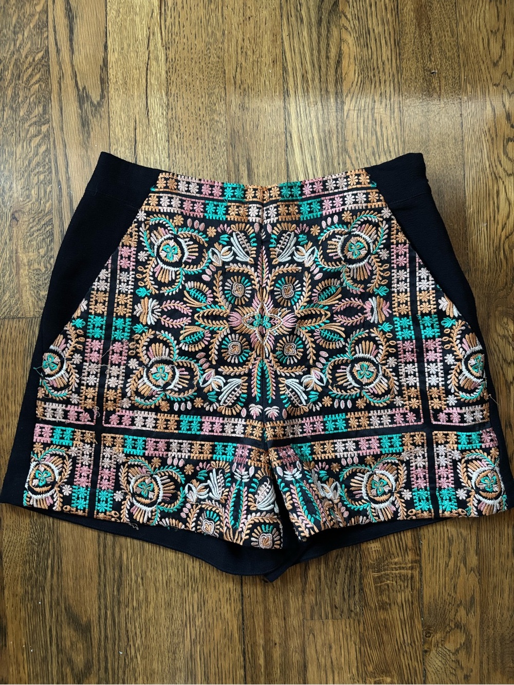 Topshop Black Embroidered Shorts